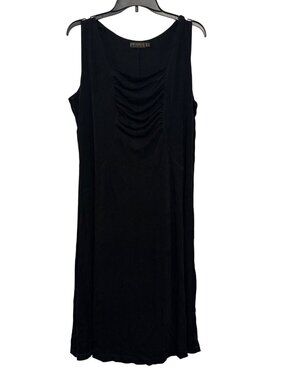 Picadilly Fashions Black Sleeveless Dress XL Ruched Front Made In Canada